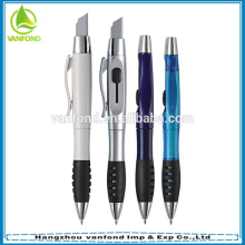 Multi function promotional transparent plastic pen knife on top